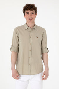Cămașă Bărbați Pe Kaki Deschis Cu Logo Colorat