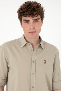 Cămașă Bărbați Pe Kaki Deschis Cu Logo Colorat