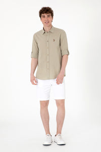 Cămașă Bărbați Pe Kaki Deschis Cu Logo Colorat