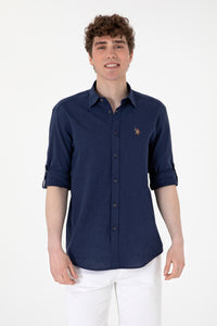 Cămașă Bărbați Pe Bleumarin Cu Logo Colorat