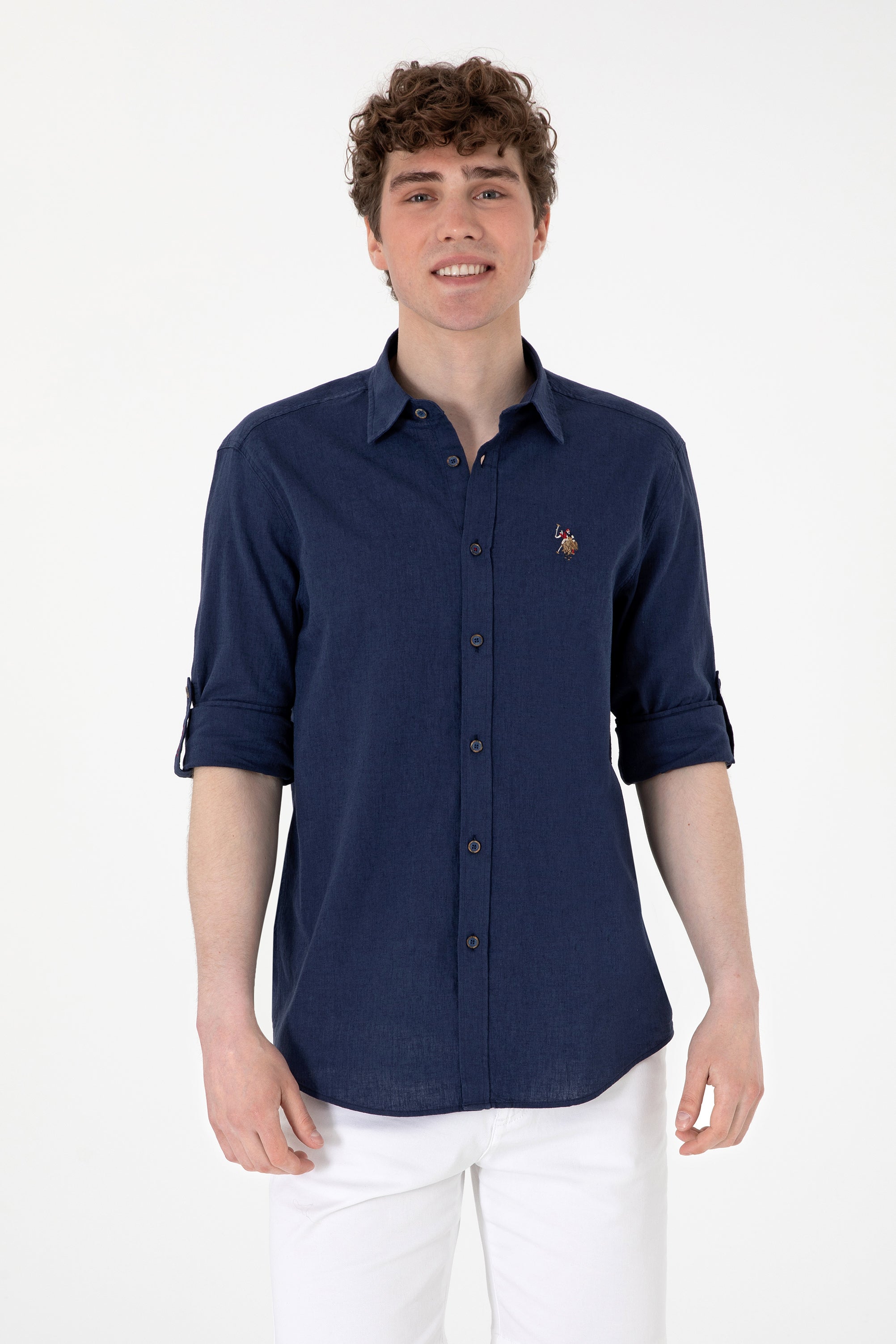 Cămașă Bărbați Pe Bleumarin Cu Logo Colorat