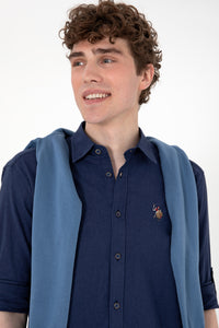 Cămașă Bărbați Pe Bleumarin Cu Logo Colorat