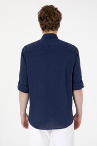 Cămașă Bărbați Pe Bleumarin Cu Logo Colorat