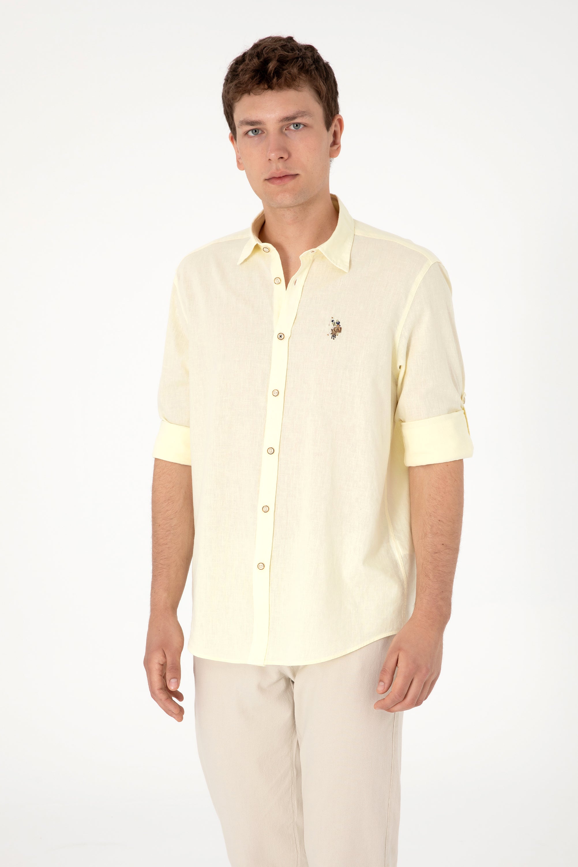 Camasa Barbat Galbena Tesatura de Vara