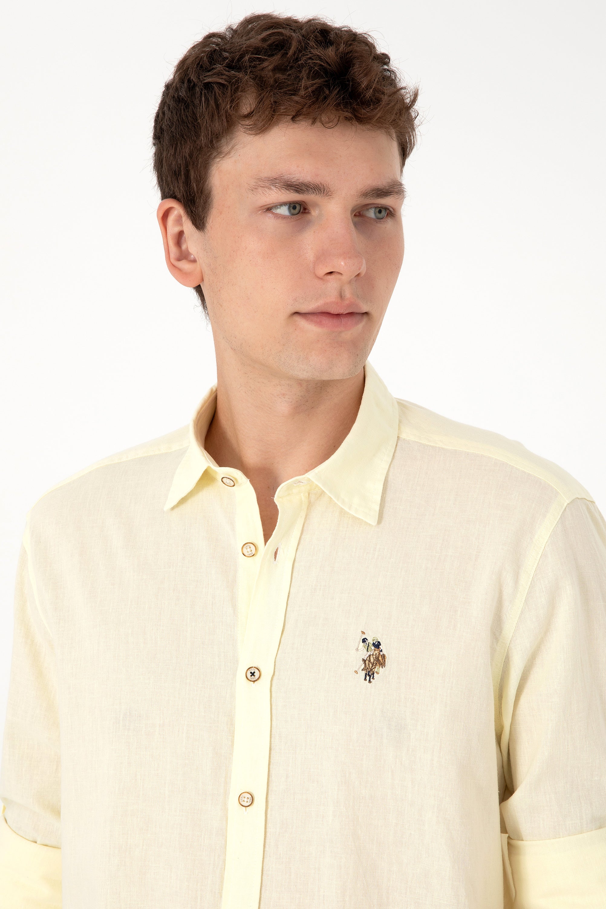 Camasa Barbat Galbena Tesatura de Vara