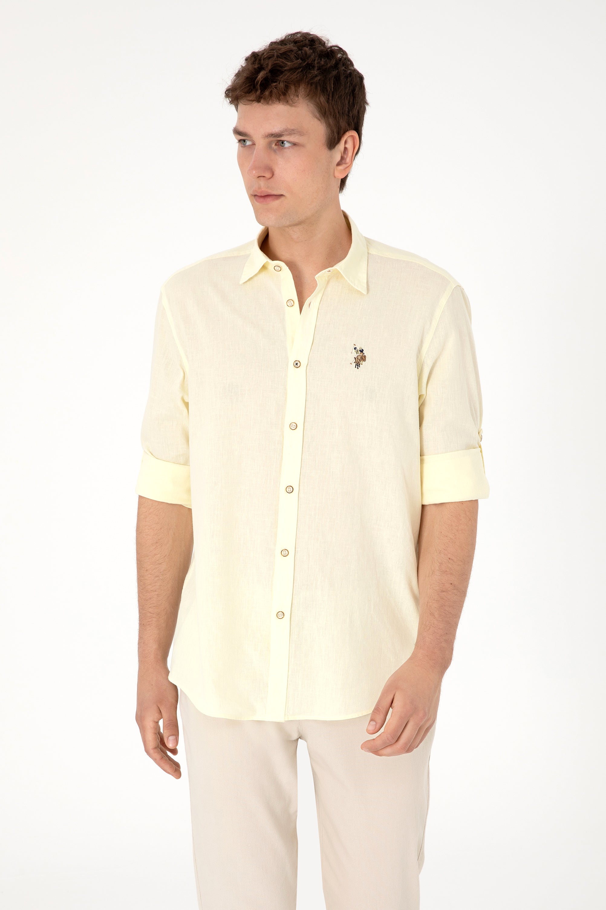 Camasa Barbat Galbena Tesatura de Vara