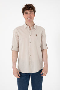 Camasa Barbat Bej Cu Logo Brodat