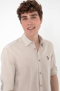 Camasa Barbat Bej Cu Logo Brodat