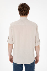 Camasa Barbat Bej Cu Logo Brodat