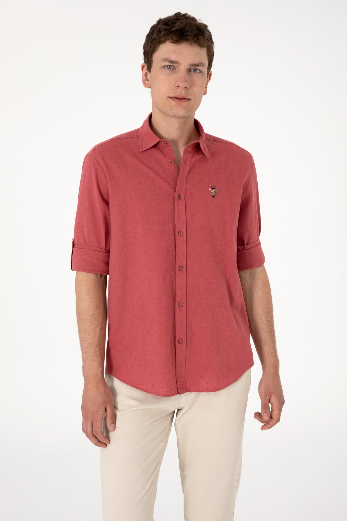 Camasa Barbat Rosu Purpuriu Tesatura de Vara