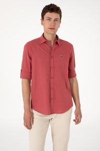 Camasa Barbat Rosu Purpuriu Tesatura de Vara