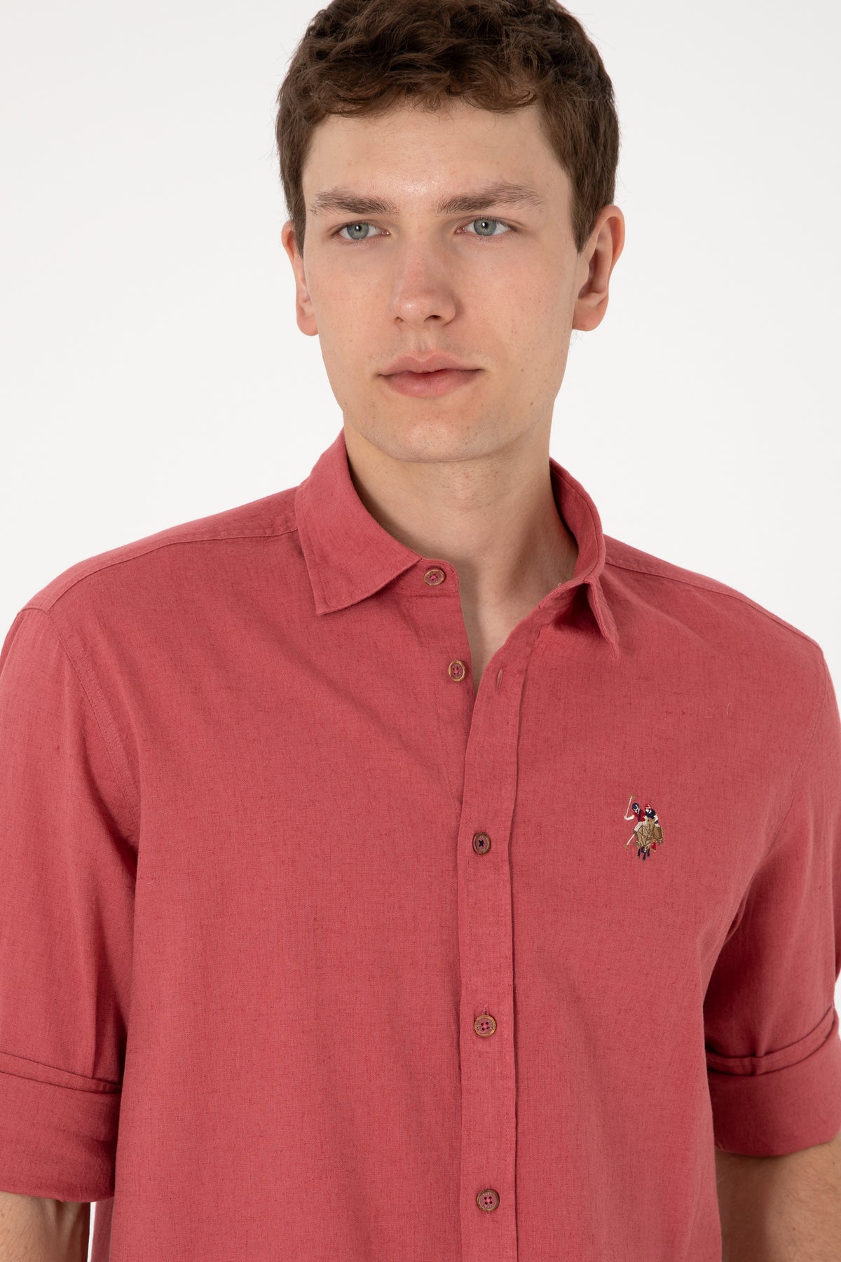 Camasa Barbat Rosu Purpuriu Tesatura de Vara