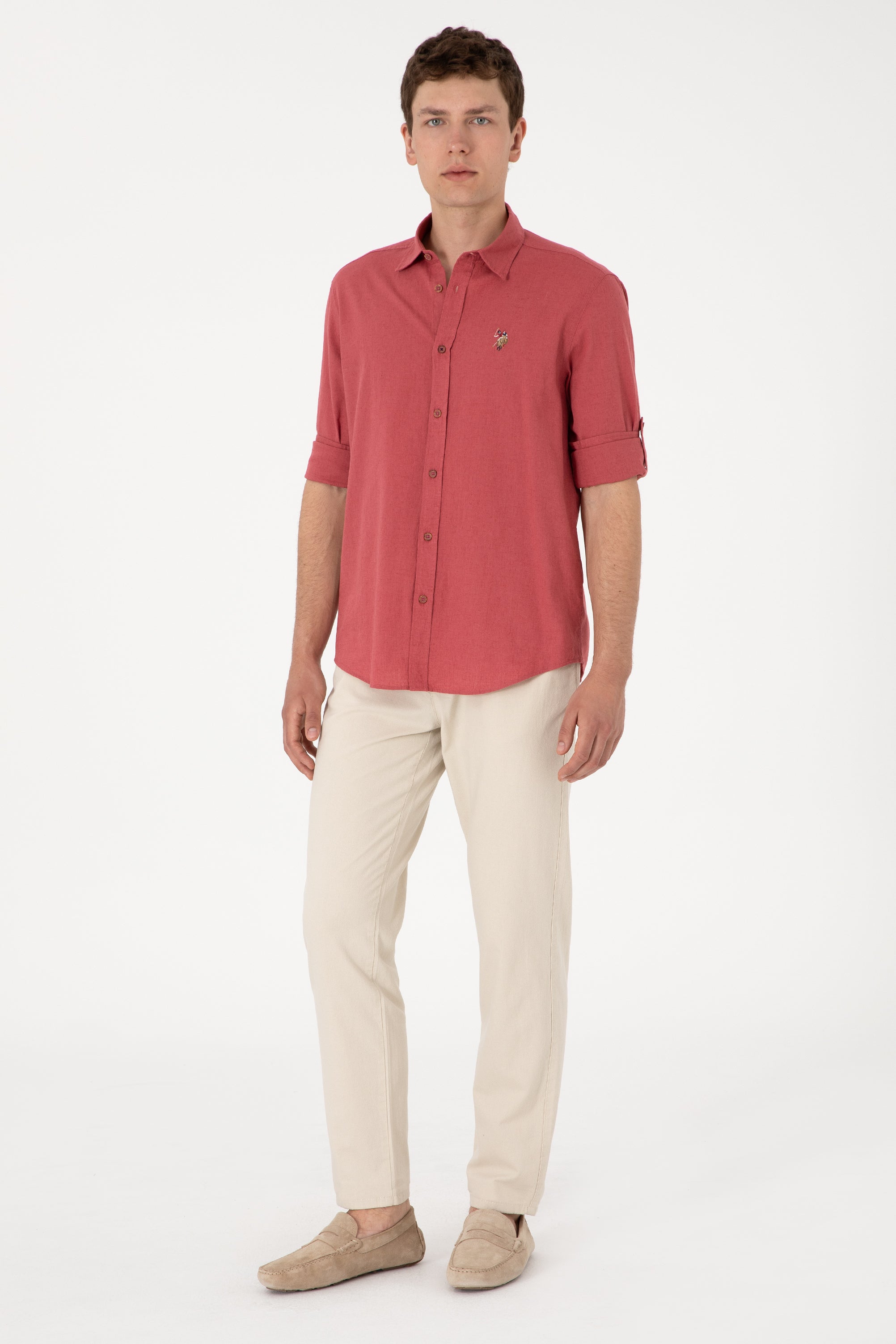 Camasa Barbat Rosu Purpuriu Tesatura de Vara