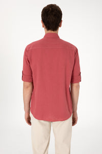 Camasa Barbat Rosu Purpuriu Tesatura de Vara