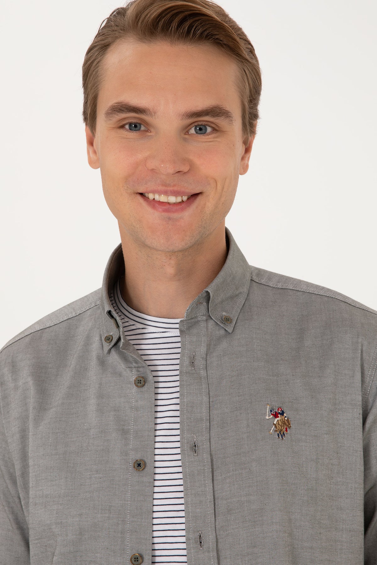 Cămașă Bărbați Pe Gri Cu Logo Colorat