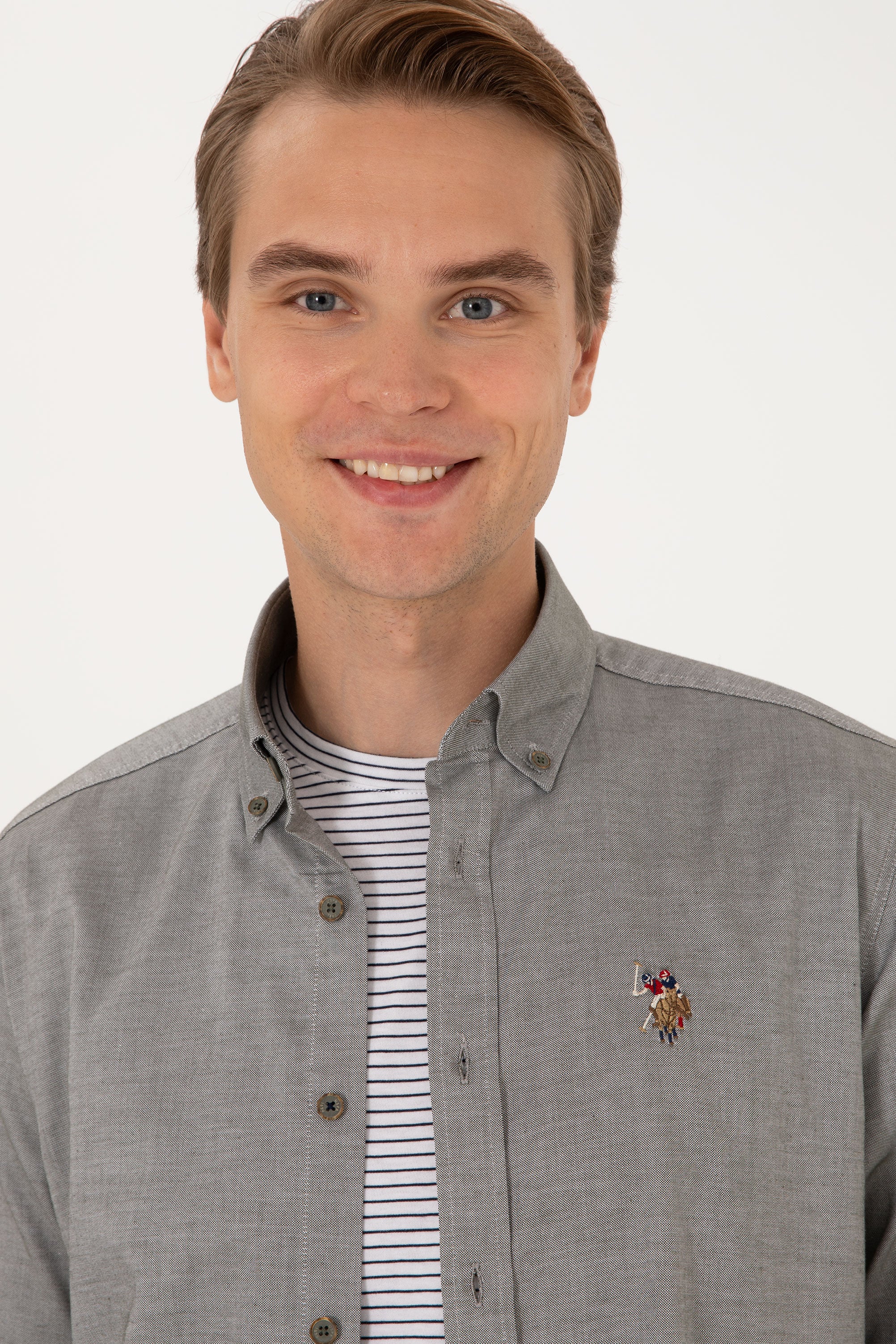 Cămașă Bărbați Pe Gri Cu Logo Colorat