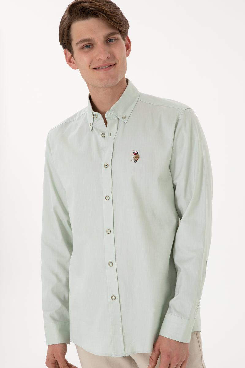 Camasa Barbat Bej Cu Logo Brodat