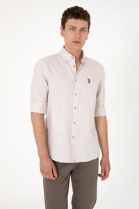 Camasa Barbat Bej Cu Logo Multicolor