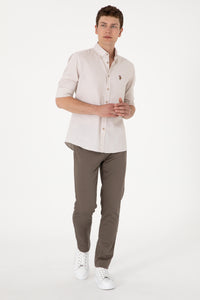 Camasa Barbat Bej Cu Logo Multicolor