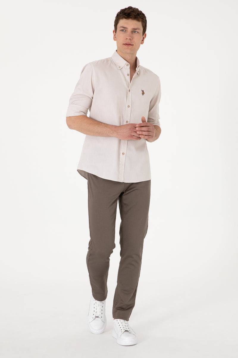 Camasa Barbat Bej Cu Logo Multicolor