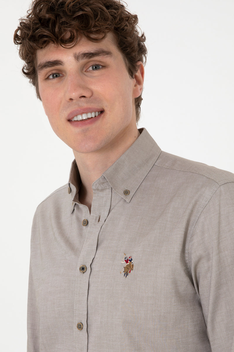 Camasa Barbat Maro Cappuccino Cu Logo Brodat