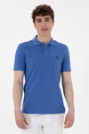 Tricou Polo Barbat Albastru Cu Logo Brodat