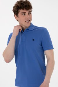 Tricou Polo Barbat Albastru Cu Logo Brodat