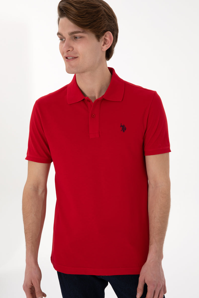 Tricou Polo Barbat Rosu Cu Logo Brodat