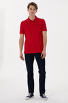 Tricou Polo Barbat Rosu Cu Logo Brodat