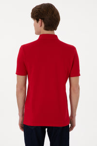 Tricou Polo Barbat Rosu Cu Logo Brodat