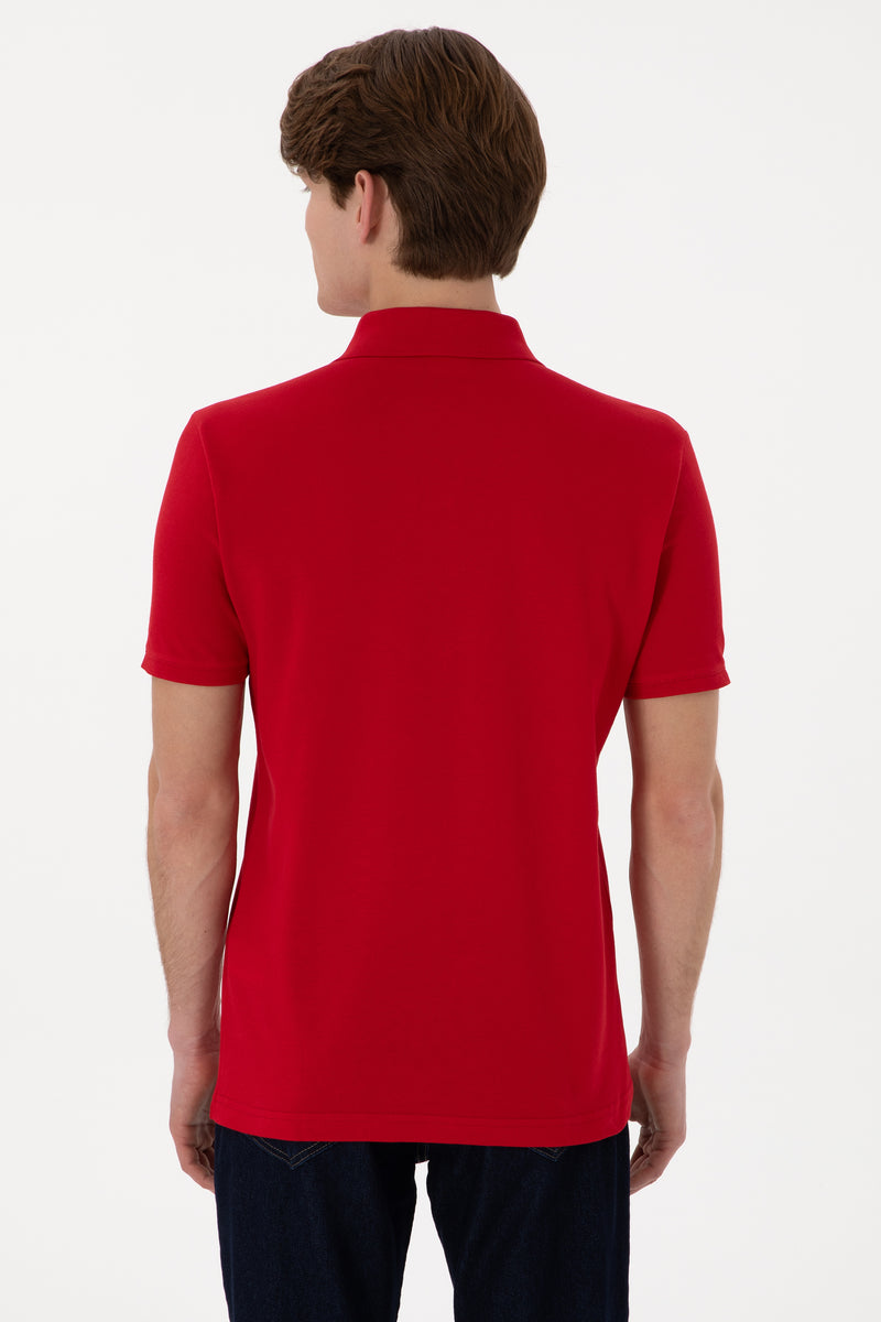 Tricou Polo Barbat Rosu Cu Logo Brodat