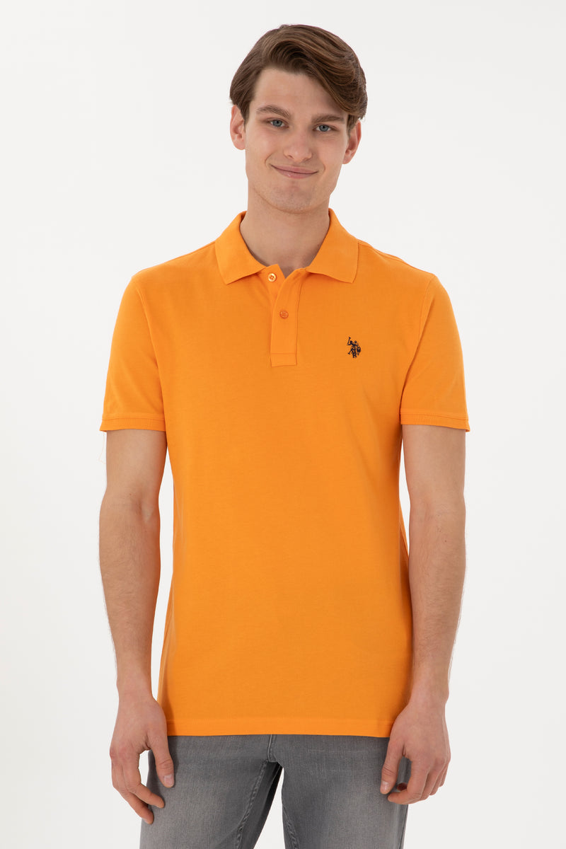 Tricou Polo Barbat Galben Cu Logo Brodat