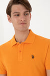Tricou Polo Barbat Galben Cu Logo Brodat