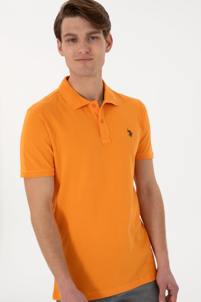 Tricou Polo Barbat Galben Cu Logo Brodat