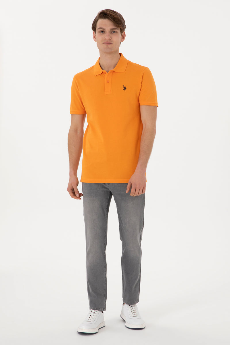 Tricou Polo Barbat Galben Cu Logo Brodat
