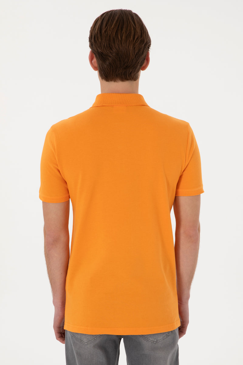 Tricou Polo Barbat Galben Cu Logo Brodat