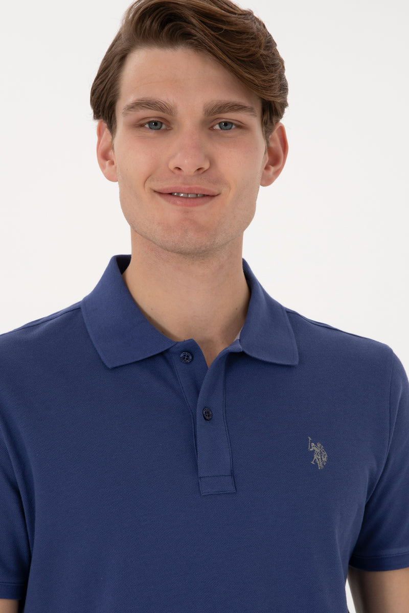 Tricou Polo Barbat Indigo Cu Logo Brodat