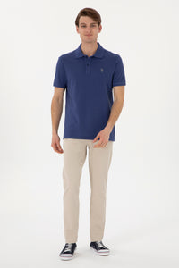 Tricou Polo Barbat Indigo Cu Logo Brodat