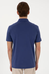 Tricou Polo Barbat Indigo Cu Logo Brodat