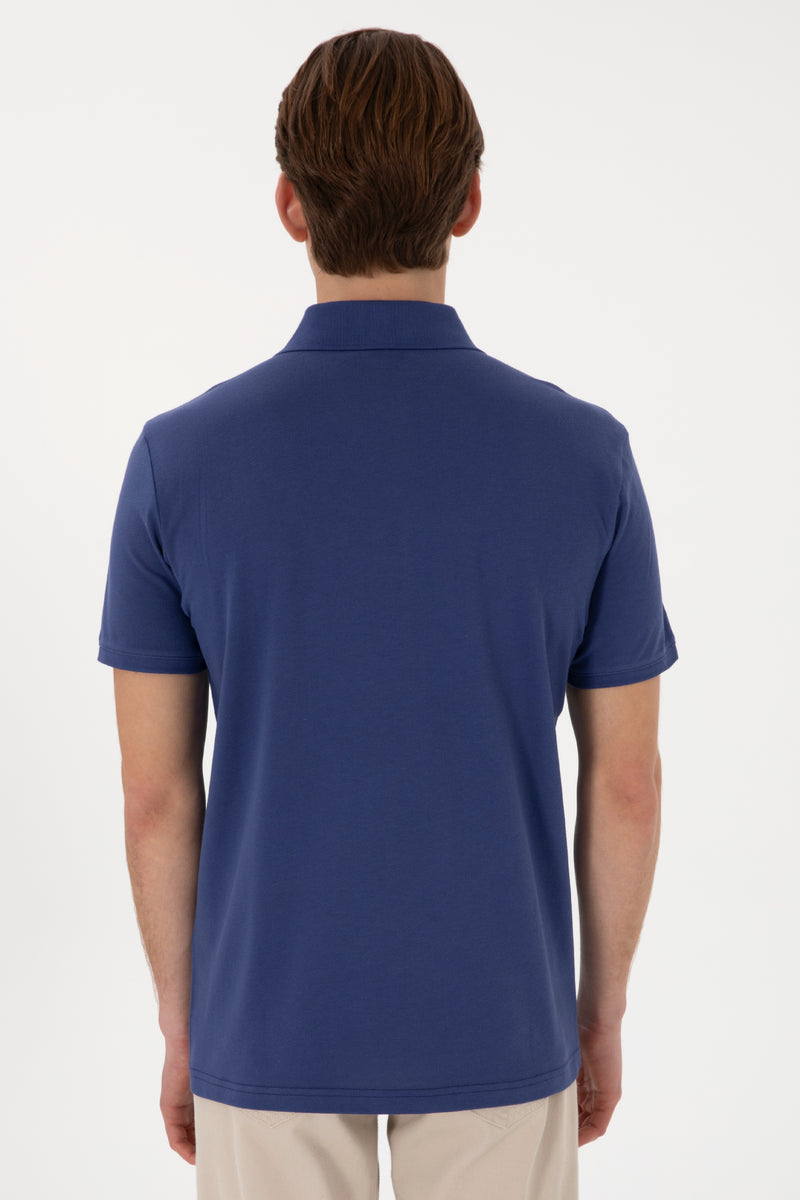 Tricou Polo Barbat Indigo Cu Logo Brodat