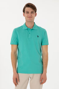 Tricou Polo Barbat Turcoaz Cu Logo Brodat