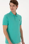 Tricou Polo Barbat Turcoaz Cu Logo Brodat