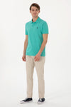 Tricou Polo Barbat Turcoaz Cu Logo Brodat