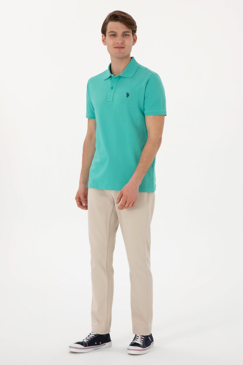 Tricou Polo Barbat Turcoaz Cu Logo Brodat