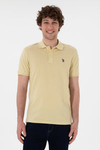 Tricou Polo Barbat Galben Lamaie Inchis 