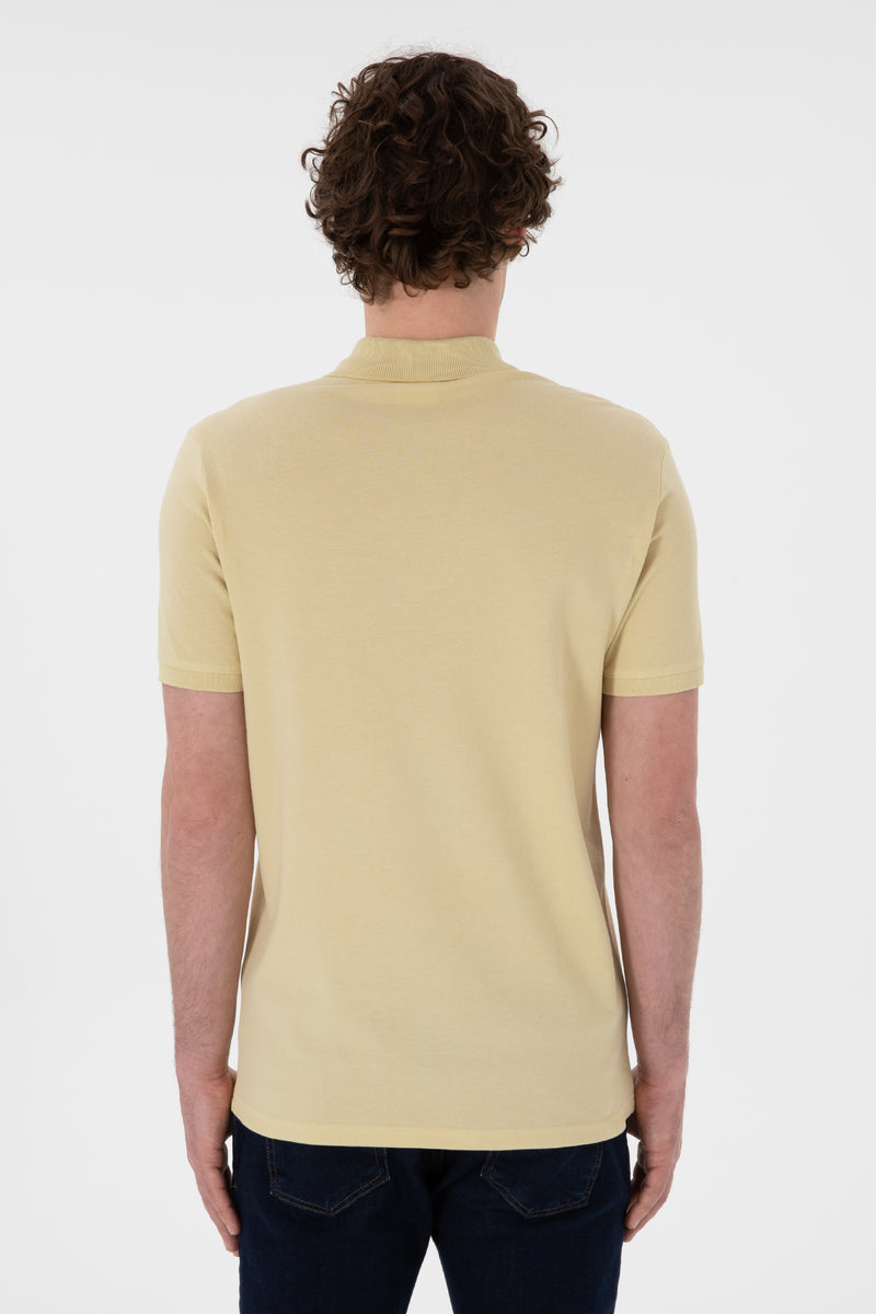 Tricou Polo Barbat Galben Lamaie Inchis 