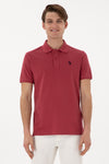 Tricou Polo Barbat Rosu Inchis Cu Logo Brodat