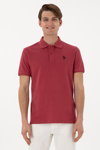 Tricou Polo Barbat Rosu Inchis Cu Logo Brodat