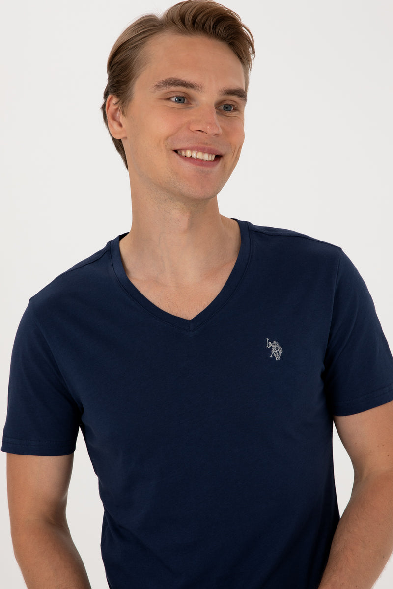 Tricou Barbat Bleumarin cu Guler In V