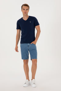 Tricou Barbat Bleumarin cu Guler In V